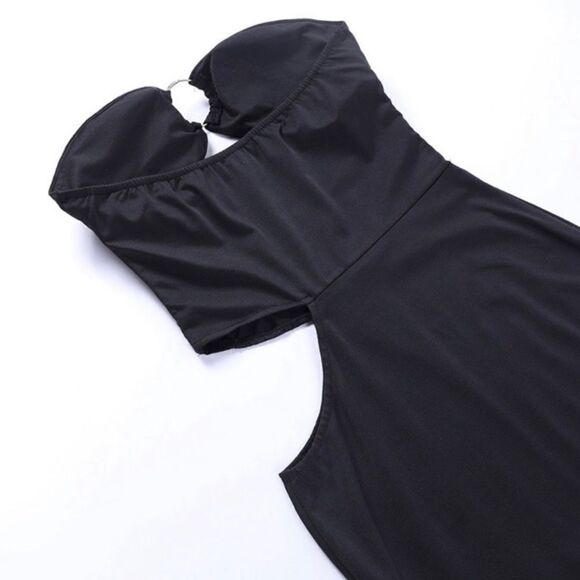 BLACK CUTOUT MIDI DRESS - Picture 11 of 12
